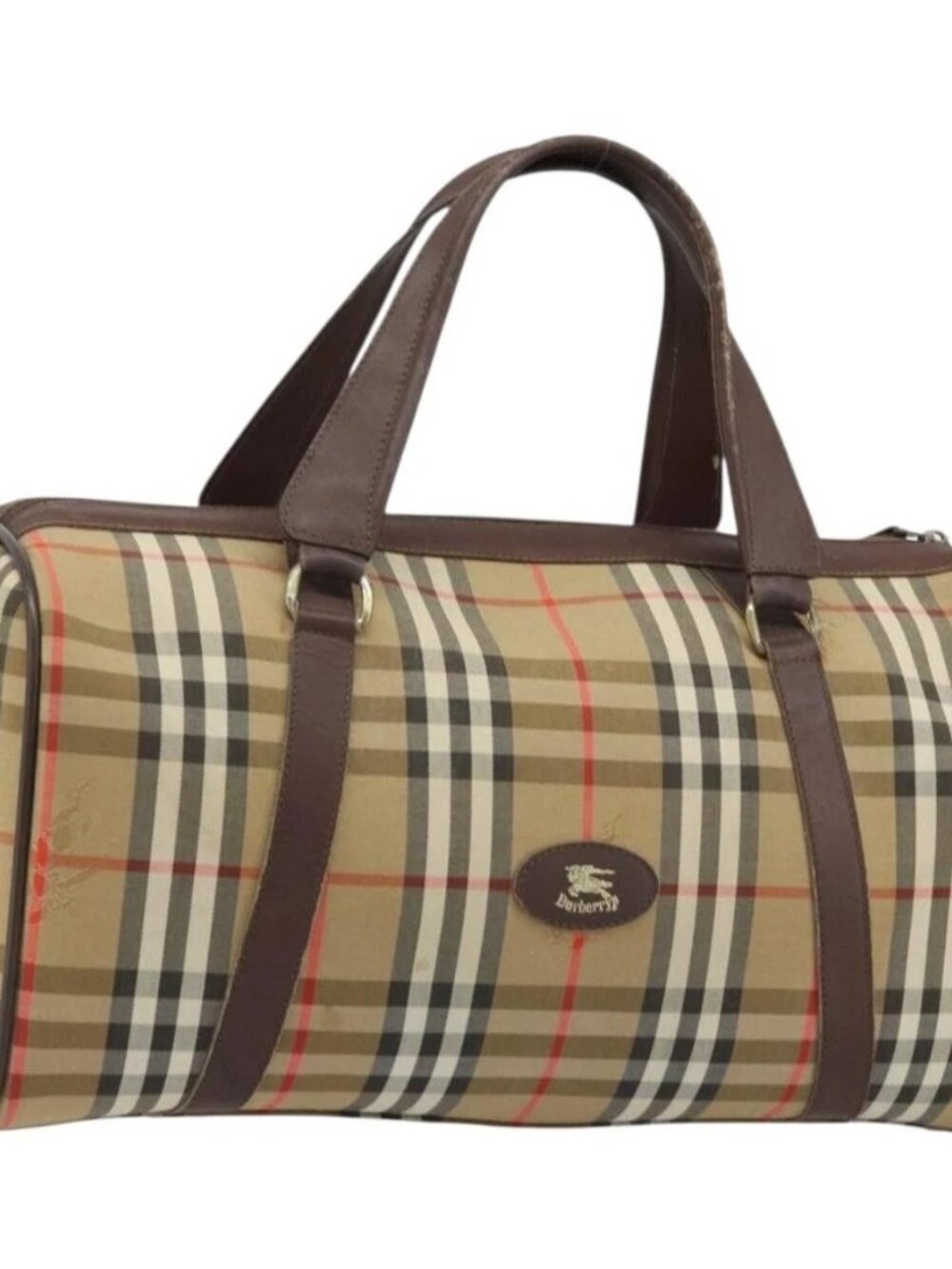 Burberrys Nova Check Boston Bag Canvas Beige Gold - Picture 2 of 16